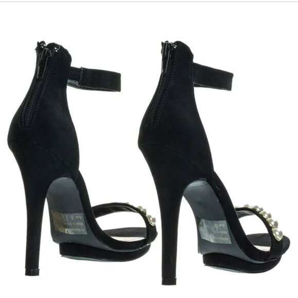 Wild Diva Lounge Retro Pearl embellished strap High Heel Stiletto Sandal 5.5 - Picture 5 of 14